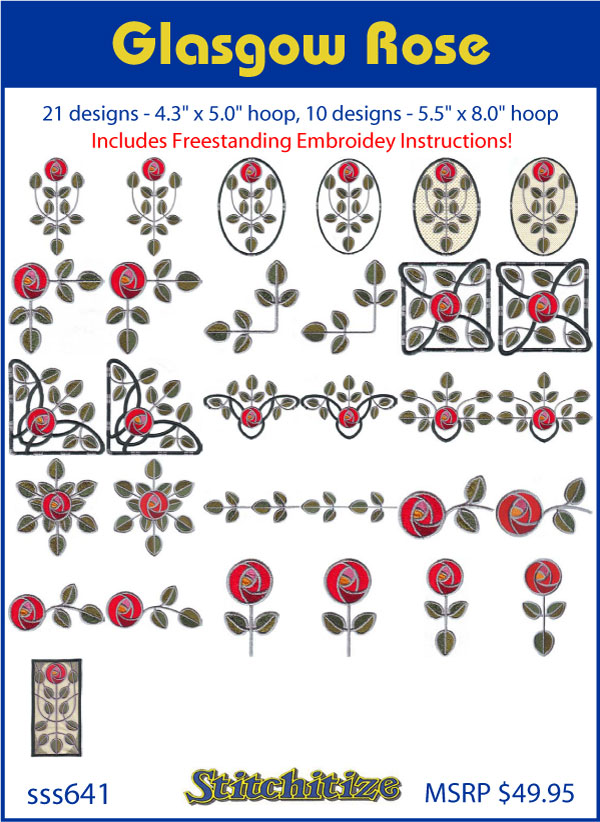 Custom Embroidery Designs By Stitchitize Glasgow Rose