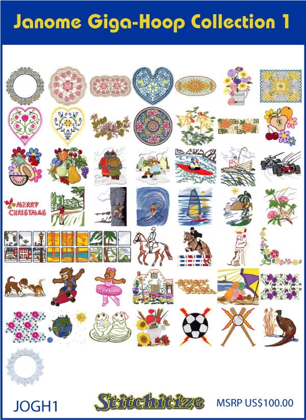 Custom Embroidery Designs By Stitchitize Janome GigaHoop Collection 1