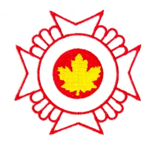 Maltese Cross outline with maple leaf