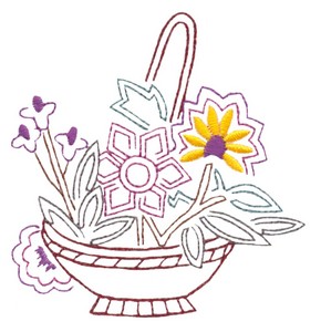 Floral Basket #4 Outline