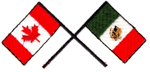 Crossed Canadian & Mexican Flags