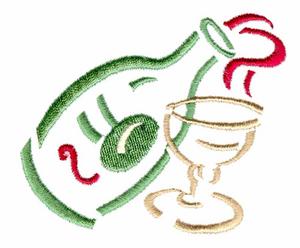 Wine Bottle and Glass - small