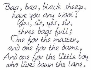Baa,Baa Black Sheep Text