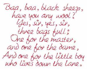 Baa, Baa,  Black Sheep Text