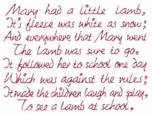 Mary Had a Little Lamb Text