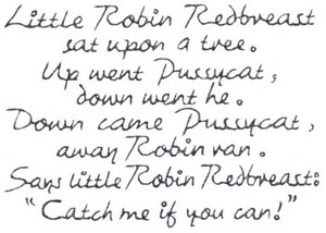 Little Robin Red Breast Text