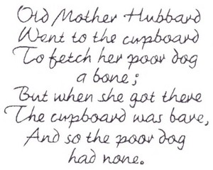 Old Mother Hubbard Text