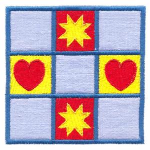 Applique Hearts & Stars Quilt Square