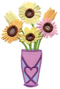Three Flowers in Vase Cutwork