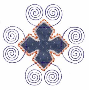 Cross and Swirls Open Edge Reverse Applique
