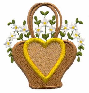 Flower Basket with Heart ( Cutwork )