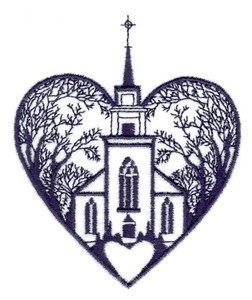 Heart Shaped Church Scene (Square Hoop)