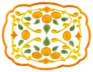 Folk Tray Design Applique (Square Hoop)