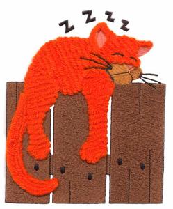 Sleeping Cat on Fence (Yarn)