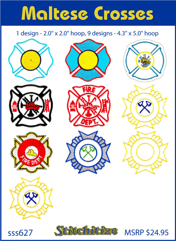 Custom Embroidery Designs By Stitchitize Maltese Crosses