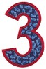 Applique Number Three (Square Hoop)