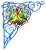 2 Parrots Inside Heart Corner Design