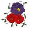 Three Pansies with Delicate Leaves