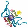 Ribboned Hollyhocks and Petunias
