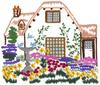 Country Garden with Birdbath