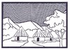 Village Huts Scene (One Colour)