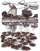 Windmill Lilypad Pond Landscape ( large )