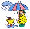 Girl and Duck in Rain
