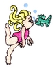 Girl Swimming with Fish