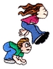 Children Playing Leapfrog