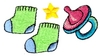 "Baby Booties,Star & Soother"