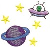 Saturn, Stars, UFO (Micro-embroidery)