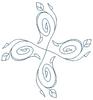 Four Petal Curls with Leaves (Square Hoop)