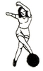 Woman bowling - outline