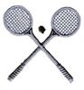 Crossed Badminton raquets and ball