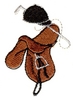 "Saddle, Cap, Riding crop"
