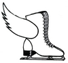 Ice Skate with Wings - Outline (Square Hoop)