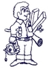Carpenter with tools outline