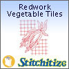 Redwork Vegetable Tiles - Pack